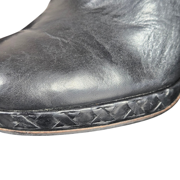 Frye Jessica Clog Womens 9.5 Black Leather Platform Braid Wood Heel Western - Picture 8 of 12